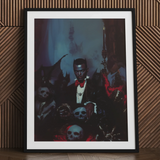 Black Dracula art print portrait in dark gothic frame