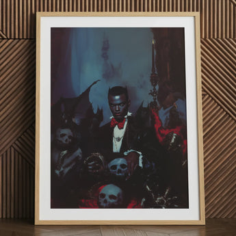Gay Black Dracula art print, framed, gothic style