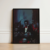 Black-framed Artwork Dark Gothic Scene Central Figure Formal Gay Black Dracula, Art, Commanding Presence
