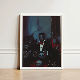 Framed Artwork Dark Gothic Scene Central Figure Formal Gay Black Dracula, Art, Commanding Presence