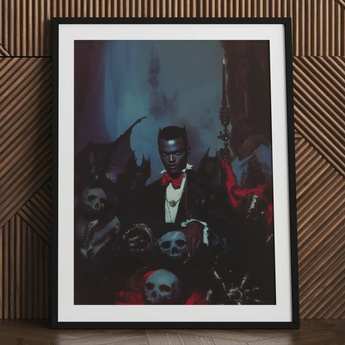 Thorne - Gay Black Dracula Art Print / Canvas Black-framed Art Print Dark Gothic Portrait Man Formal Gay Black Dracula, Dracula Art,