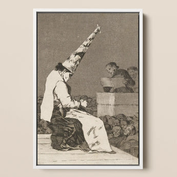 Those Specks of Dust - Francisco De Goya Art Print / Canvas Framed Monochrome Theatrical Scene Actor Tall Pointed Dissects, Decayed