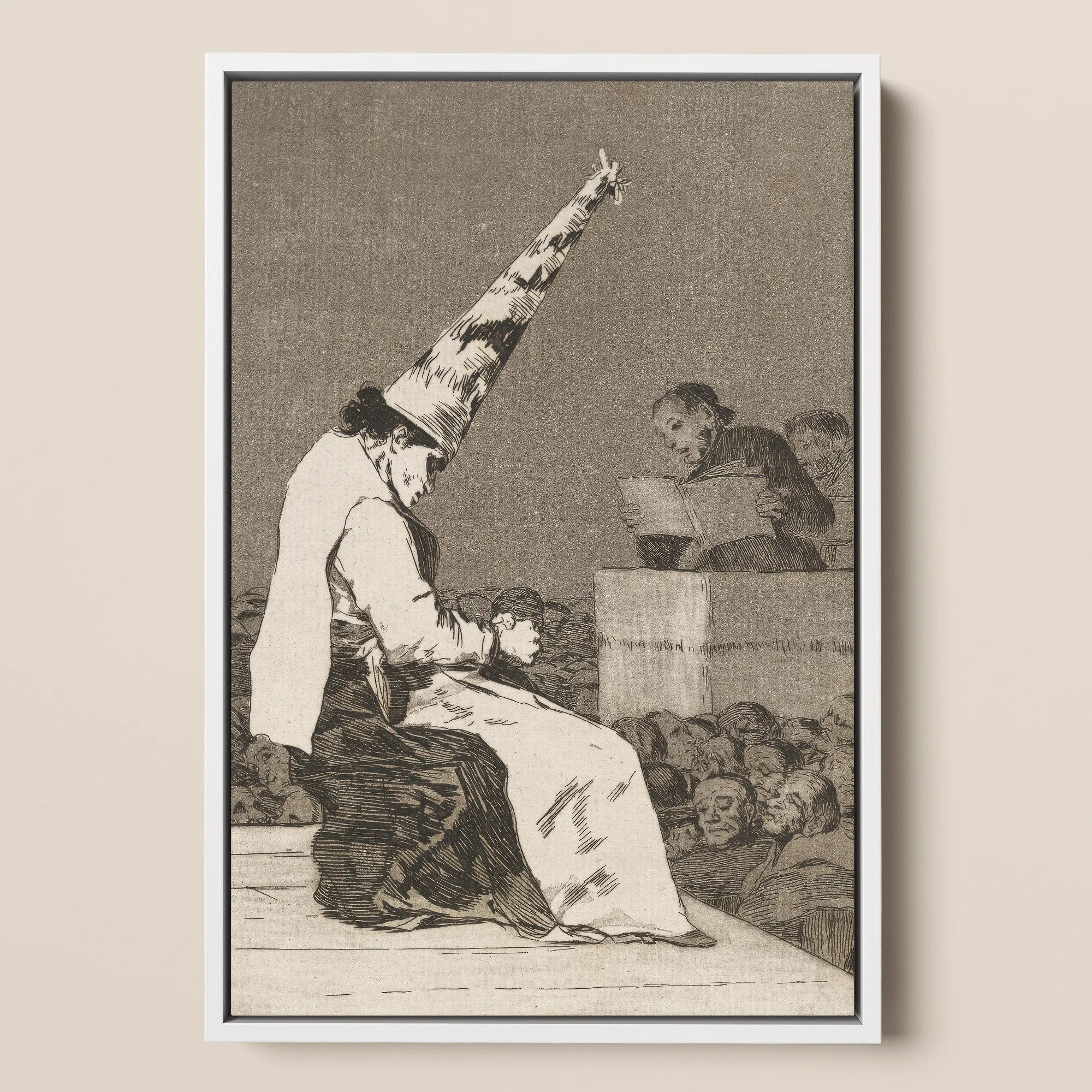 Those Specks of Dust - Francisco De Goya Framed Canvas, 12x18’’ / 31x46cm / White Floating Frame, Framed Goya Print Seated Figure Tall