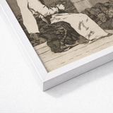 Those Specks of Dust - Francisco De Goya Art Print / Canvas White Framed Artwork Detailed Black-and-white Figure Garments Dissects, Decayed