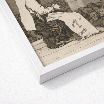 Those Specks of Dust - Francisco De Goya Art Print / Canvas White Framed Artwork Detailed Black-and-white Figure Garments Dissects, Decayed