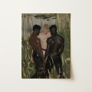 Three d - Gay Interracial Threesome Art Print / Canvas, 12x16’’ / 31x41cm / Unframed / no Border, Posters Prints & Visual Artwork, Toby Leon
