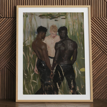 Three d - Gay Interracial Threesome Art Print / Canvas, Gay Interracial Threesome, Interracial Threesome Art, Threesome Art Print