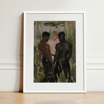 Three d - Gay Interracial Threesome Art Print / Canvas, Gay Interracial Threesome, Interracial Threesome Art, Threesome Art Print