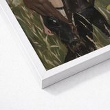 White Framed Painting Two Figures Field Rendered Textured Gay Interracial Threesome, Art, Print