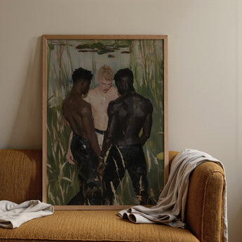 Three d - Gay Interracial Threesome Art Print, Posters Prints & Visual Artwork, Toby Leon
