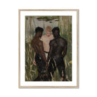 Three d Gay Interracial Threesome Art Print, Framed Painting Three Men Pond