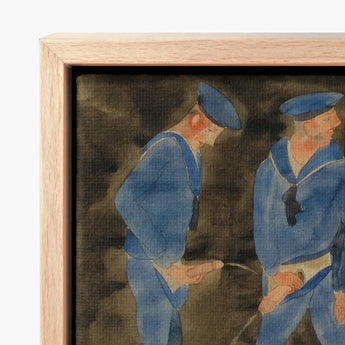 Framed Watercolor Painting Two Sailors Blue Uniforms Caps Charles Demuth, Three, Crowds, Uniformed Bodies, Pissing, Gleefully, Art, Print