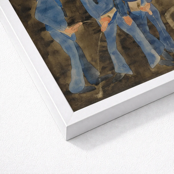 Watercolor Painting White Frame Figures Blue Suits Brown Charles Demuth, Three Sailors, Crowds, Uniformed Bodies, Pissing, Gleefully, Art,