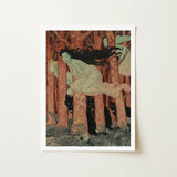 Three Women and Wolves - Eugene Grasset Art Print / Canvas Framed Woman Long Black Hair Motion Spectral Slip, Gauze Limbs Blurring, Prints