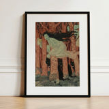Three Women and Wolves - Eugene Grasset Art Print / Canvas, 12x16’’ / 31x41cm / Black Frame / Matboard, Posters Prints & Visual Artwork,