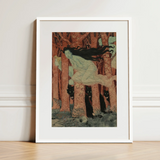 Three Women and Wolves - Eugene Grasset Art Print / Canvas, 12x16’’ / 31x41cm / White Frame / Matboard, Posters Prints & Visual Artwork,