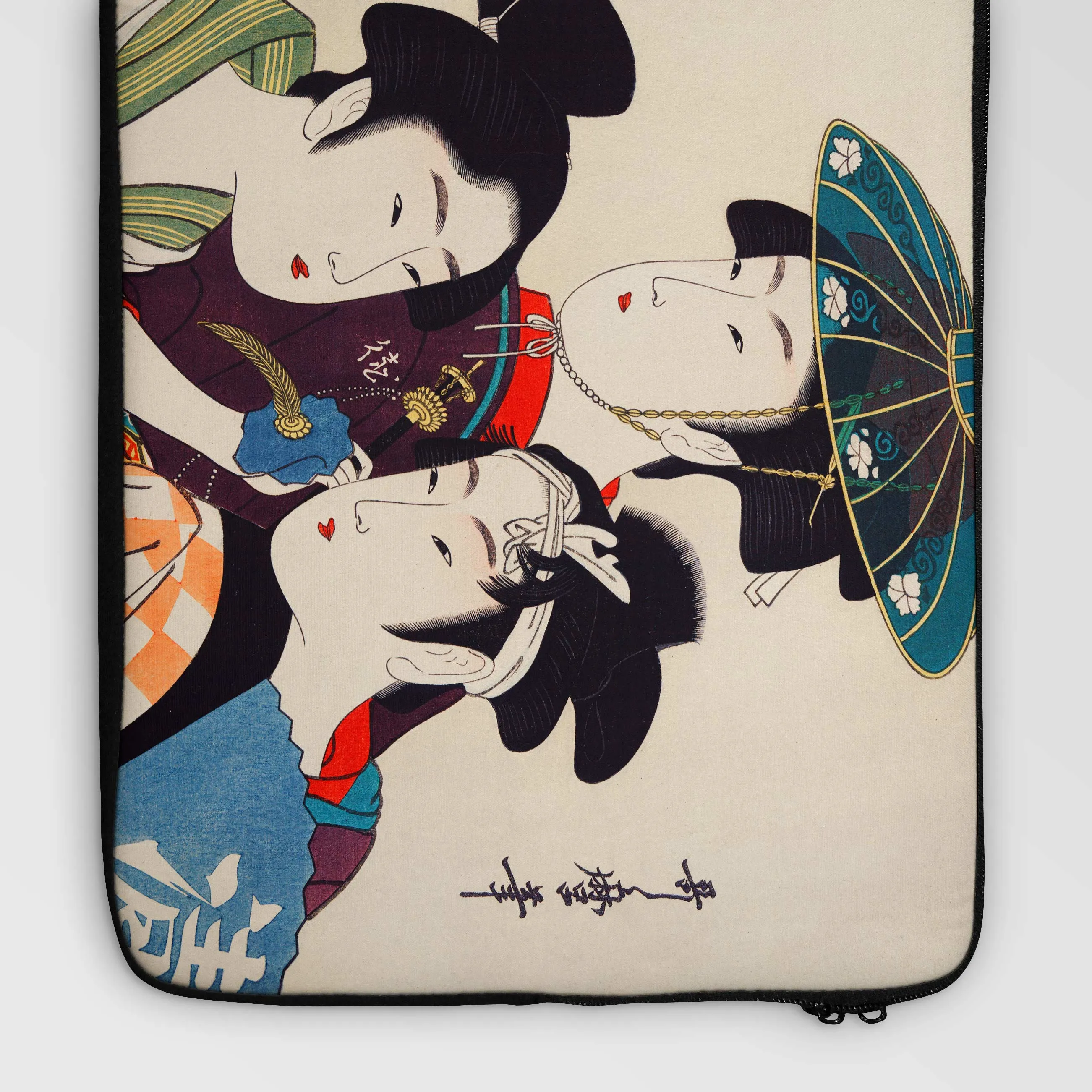 Three Young Men Or Women Laptop Sleeve By Utamaro Kitagawa - Laptops - Aesthetic Art