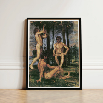 Three Youths Under Orange Trees - Hans Von Marées Fine Art Print / Canvas Black-framed Classical Painting Nude Male, Prints