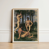 Three Youths Under Orange Trees - Hans Von Marées Fine Art Print / Canvas Framed Reproduction Classical Painting Nude Figures Outdoor,