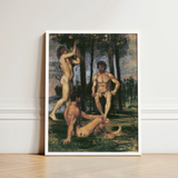 Three Youths Under Orange Trees - Hans Von Marées Fine Art Print / Canvas White-framed Classical Painting Nude Male, Prints