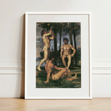 Three Youths Under Orange Trees - Hans Von Marées Fine Art Print / Canvas White-framed Art Print Classical Painting Three Nude Figures