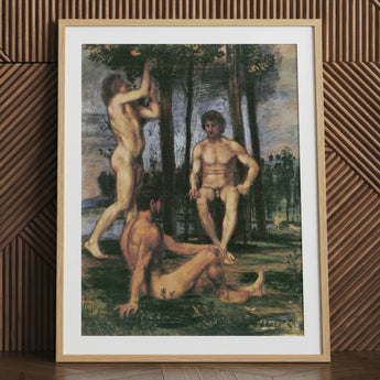 Three Youths Under Orange Trees - Hans Von Marées Fine Art Print / Canvas Wooden Framed Artwork Three Nude Male Figures Forest Marées,