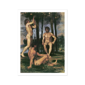 Three Youths Under Orange Trees - Hans Von Marées Fine Art Print, Nude Male Figures Forest