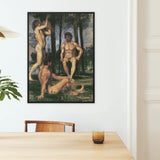Three Youths Under Orange Trees - Hans Von Marées Framed Canvas, Framed Nude Male Figures Painting