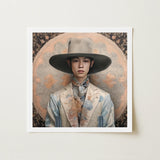 Thuanthong - Dandy Thai Transman Cowboy Art Print / Canvas Framed Portrait Young Man Ornate Wide-brimmed Hat Transgender, Elegant Outlaw’s