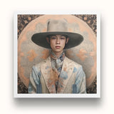 Thuanthong - Dandy Thai Transman Cowboy Art Print / Canvas Framed Portrait Young Man Elegant Wide-brimmed Hat Light-colored Transgender
