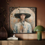 Thuanthong - Dandy Thai Transman Cowboy Art Print / Canvas Framed Portrait Young Man Wide-brimmed Hat Ornate Light-colored Transgender