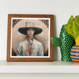 Thuanthong - Dandy Thai Transman Cowboy Art Print, Framed Portrait Photograph Figure Wide-brimmed Hat Light-colored Jacket