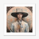 Thuanthong - Dandy Thai Transman Cowboy Art Print, Framed Portrait Stylish Man Hat
