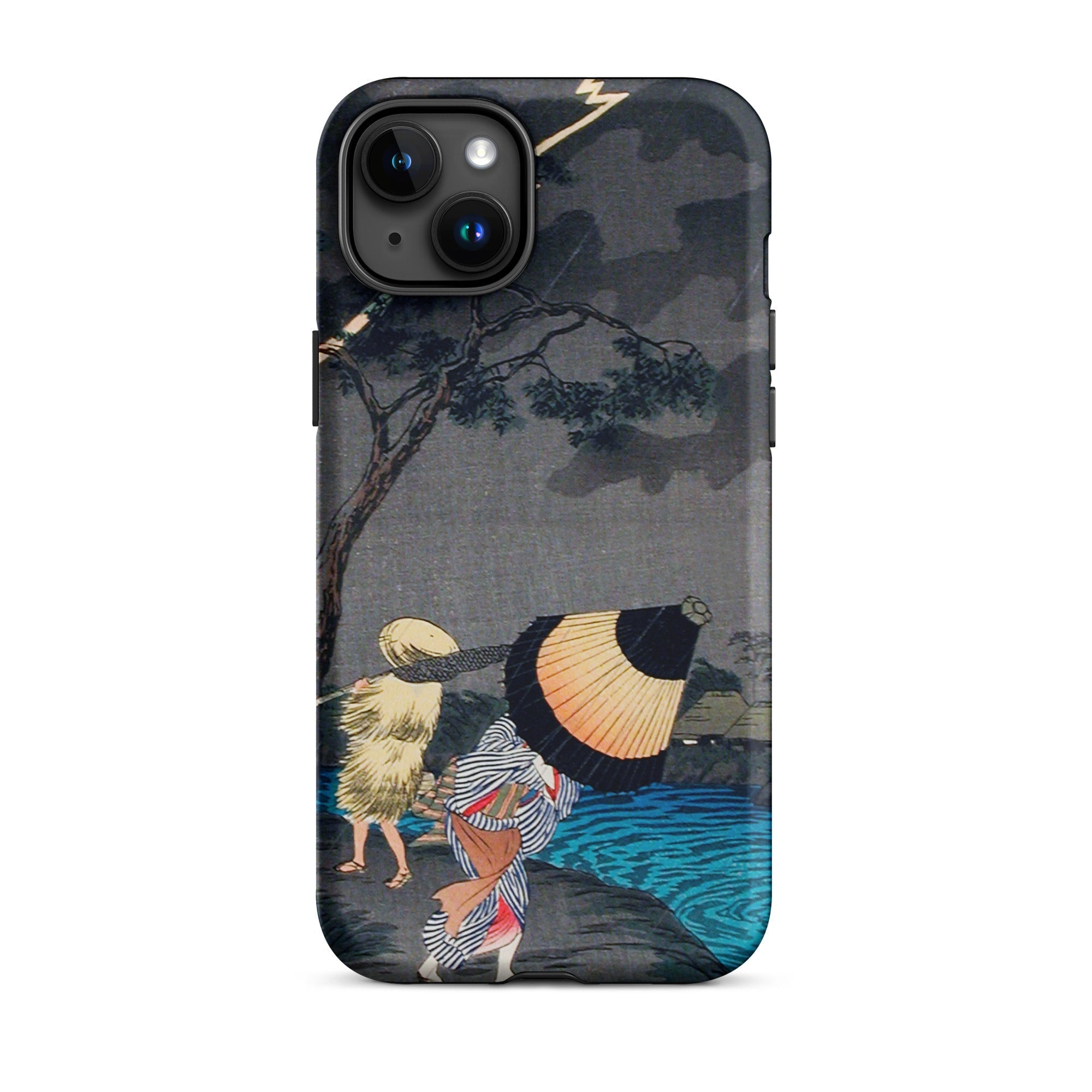 Thunderstorm at Tateishi Takahashi Shōtei Iphone Case, 15 Plus / Matte, Iphone Case Japanese Art