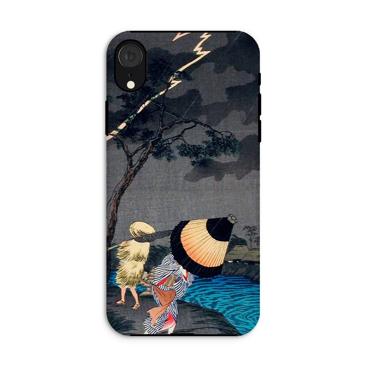 Thunderstorm at Tateishi Takahashi Shōtei Iphone Case, Xr / Matte, Phone Case Japanese Style Artwork Figures Traditional Clothing Water