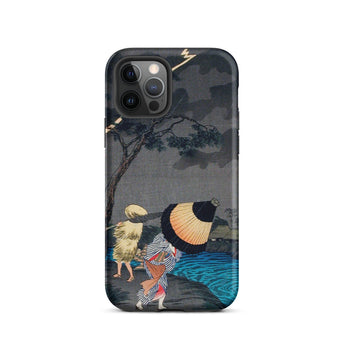 Thunderstorm at Tateishi - Takahashi Shōtei Phone Case Iphone 12 Pro / Matte Japanese Art Phone Case Takahashi Shōtei’s Thunderstorm,