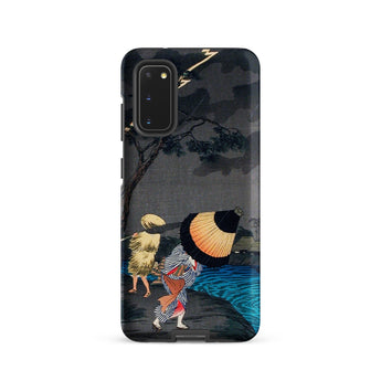 Thunderstorm at Tateishi - Takahashi Shōtei Phone Case Samsung Galaxy S20 / Matte Black Phone Case Traditional Japanese Woodblock Print Two