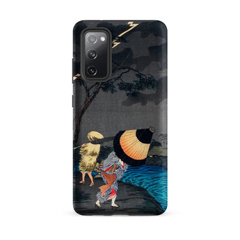 Thunderstorm at Tateishi - Takahashi Shōtei Samsung Case, Galaxy S20 Fe / Matte, Black Smartphone Case Traditional Japanese Art Print People