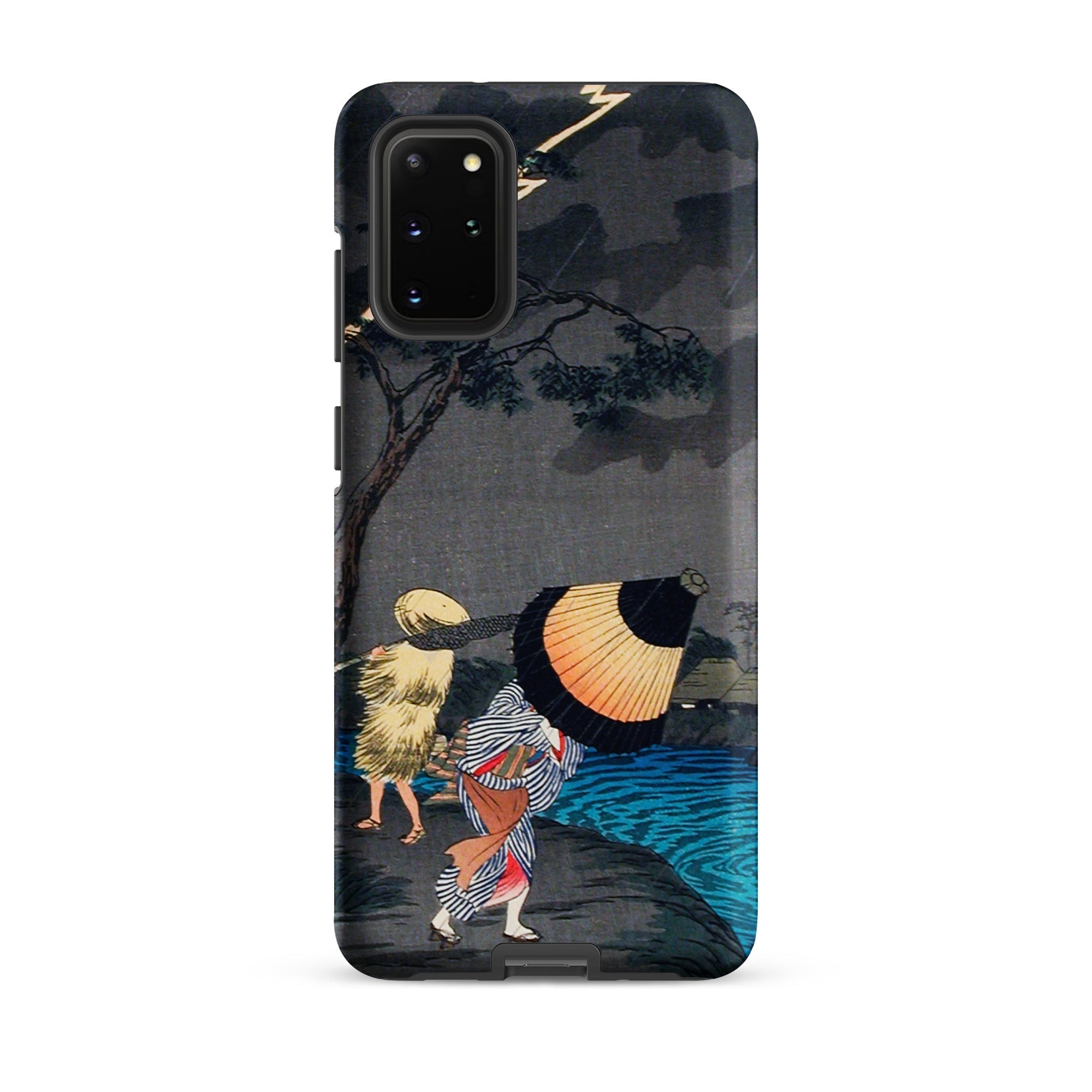 Thunderstorm at Tateishi Takahashi Shōtei Samsung Case, Galaxy S20 Plus / Matte, Phone Case Japanese Ukiyo e Woodblock Print Figures Storm