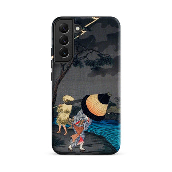 Thunderstorm at Tateishi - Takahashi Shōtei Samsung Case, Galaxy S22 Plus / Matte, Black Smartphone Case Traditional Japanese Ukiyo-e