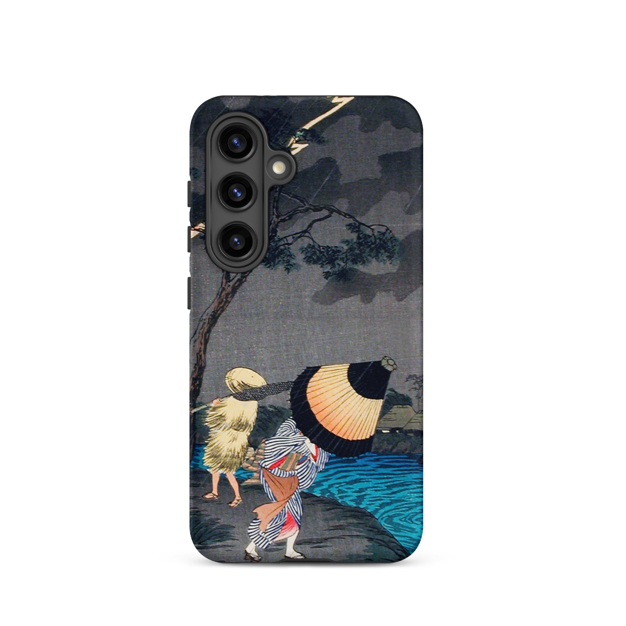 Thunderstorm at Tateishi Takahashi Shōtei Samsung Case, Galaxy S24 / Matte, Phone Case Japanese Woodblock Print Figures Storm