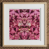 Tickled Pink - Fuschia Orchid Op Art Print, 12x12’’ / 31x31cm / Natural Frame / 2’’ Matboard, Framed Kaleidoscopic Print Pink Spotted