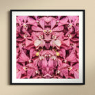 Tickled Pink Fuschia Orchid Op Art Print, Kaleidoscopic Pattern Pink Spotted Orchids Arranged Symmetrical Reflection