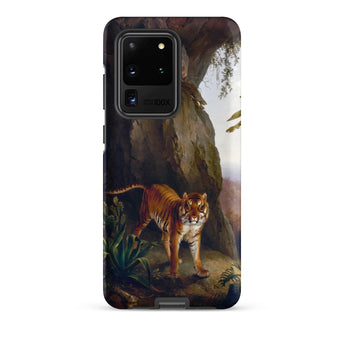 Tiger in a Cave - Jacques-laurent Agasse Phone Case Samsung Galaxy S20 Ultra / Matte Phone Case Detailed Painting Orange Tiger Black