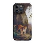 Tiger in a Cave - Jacques-laurent Agasse Phone Case Iphone 15 Pro Max / Matte Phone Case Detailed Painting Orange Tiger Black Stripes
