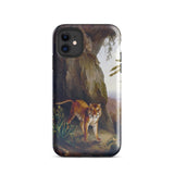 Tiger in a Cave - Jacques-laurent Agasse Phone Case Iphone 11 / Gloss Sleek Black Phone Case Detailed Classical Painting Orange Agasse