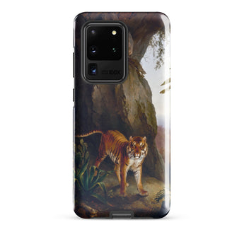 Tiger in a Cave - Jacques-laurent Agasse Phone Case Samsung Galaxy S20 Ultra / Gloss Sleek Black Phone Case Detailed Painting Orange Tiger
