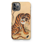Tiger Cleaning its Paw - Matsui Keichu Iphone Case, 11 Pro Max / Matte, Iphone Case Traditional Japanese Tiger Artwork Orange Black