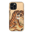 Tiger Cleaning its Paw - Matsui Keichu Iphone Case, 13 Pro Max / Matte, Iphone Case Traditional Japanese Tiger Artwork Orange Black