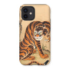 Tiger Cleaning its Paw - Matsui Keichu Iphone Case - 12 / Matte